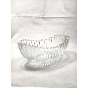 MC Cut Glass Oblong Pleated Fruit Bowl